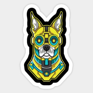 cyborg dog illustration Sticker